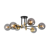 Lustre Salle à Manger Boule 6 Lumières en Verre Ø104 cm