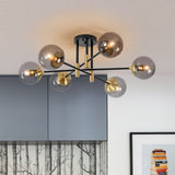 Lustre Salle à Manger Boule 6 Lumières en Verre Ø104 cm