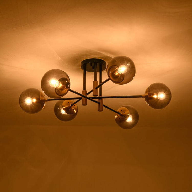 Lustre Salle à Manger Boule 6 Lumières en Verre Ø104 cm
