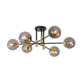 Lustre Salle à Manger Boule 6 Lumières en Verre Ø104 cm