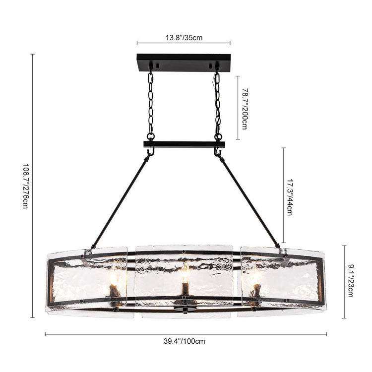 Lustre Cuisine Linéaire 6 Lumières en Verre 100 cm