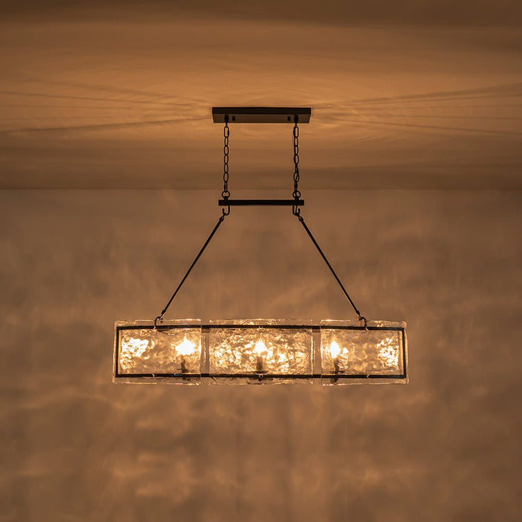 Lustre Cuisine Linéaire 6 Lumières en Verre 100 cm