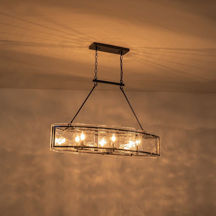Lustre Cuisine Linéaire 6 Lumières en Verre 100 cm
