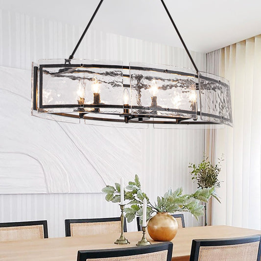 Lustre Cuisine Linéaire 6 Lumières en Verre 100 cm