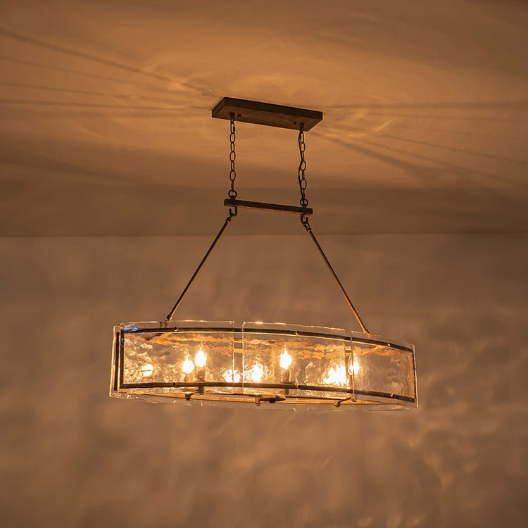 Lustre Cuisine Linéaire 6 Lumières en Verre 100 cm