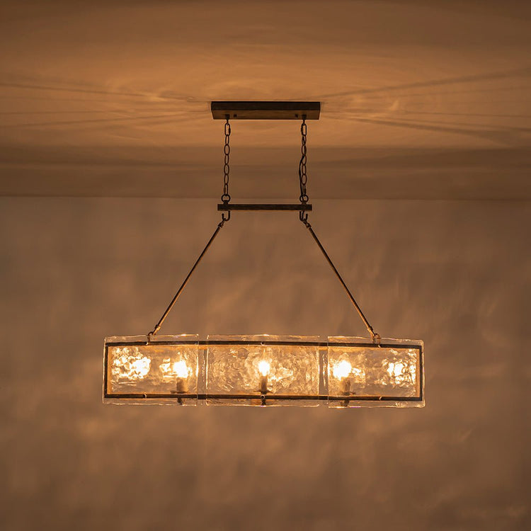 Lustre Cuisine Linéaire 6 Lumières en Verre 100 cm