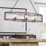 Lustre Cuisine Linéaire 6 Lumières en Verre 100 cm