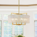 Lustre Cristal Verre 6 Lumières Luxe Dimmable Tambour