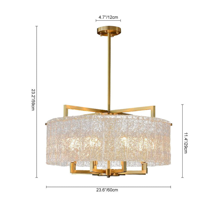 Lustre Cristal Verre 6 Lumières Luxe Dimmable Tambour