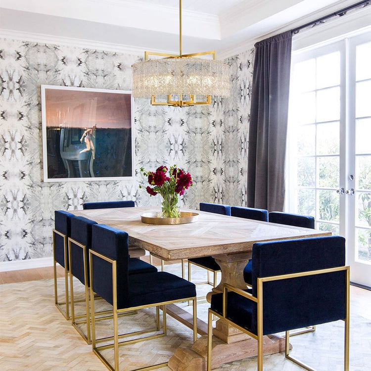 Lustre Cristal Verre 6 Lumières Luxe Dimmable Tambour