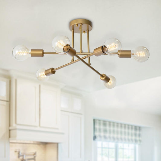 Plafonnier 6 Lumières Sputnik Semi-Encastré Luminaire pour Salon