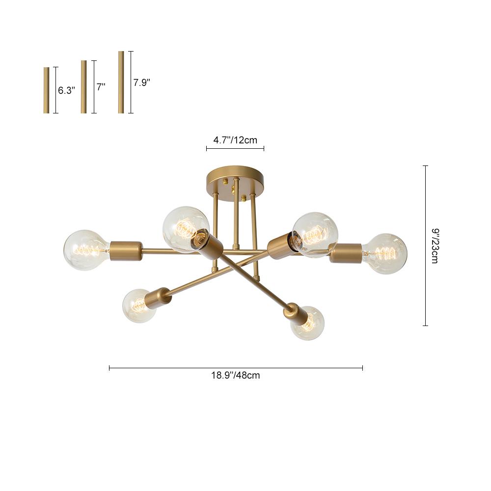 Plafonnier 6 Lumières Sputnik Semi-Encastré Luminaire pour Salon