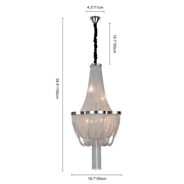 Lustre Salon Pompon 6 Lumières en Chrome