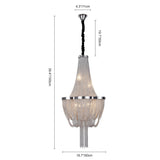Lustre Salon Pompon 6 Lumières en Chrome