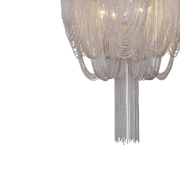 Lustre Salon Pompon 6 Lumières en Chrome