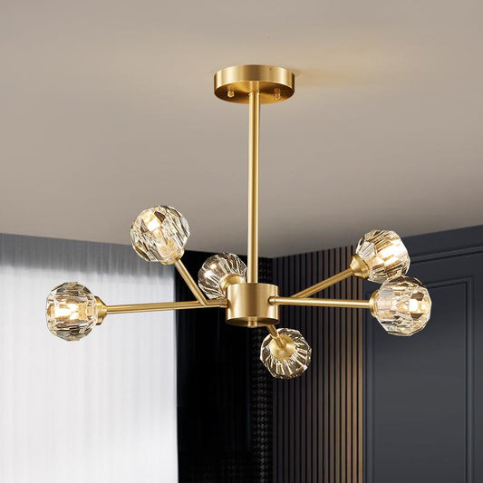 Lustre Salon Spoutnik 6 Lumières en Cristal