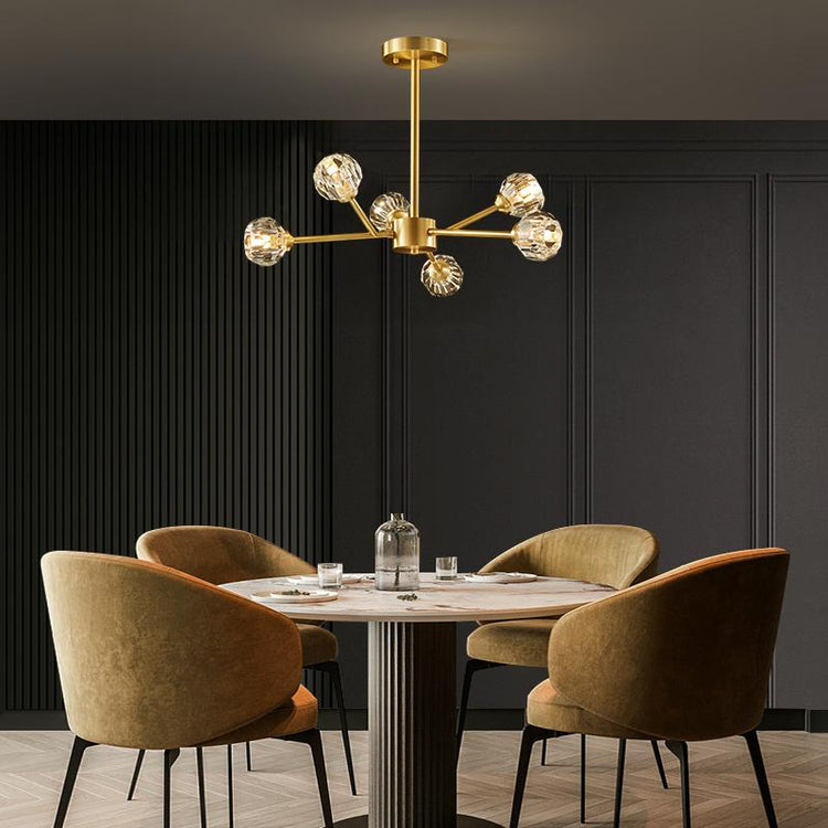 Lustre Salon Spoutnik 6 Lumières en Cristal