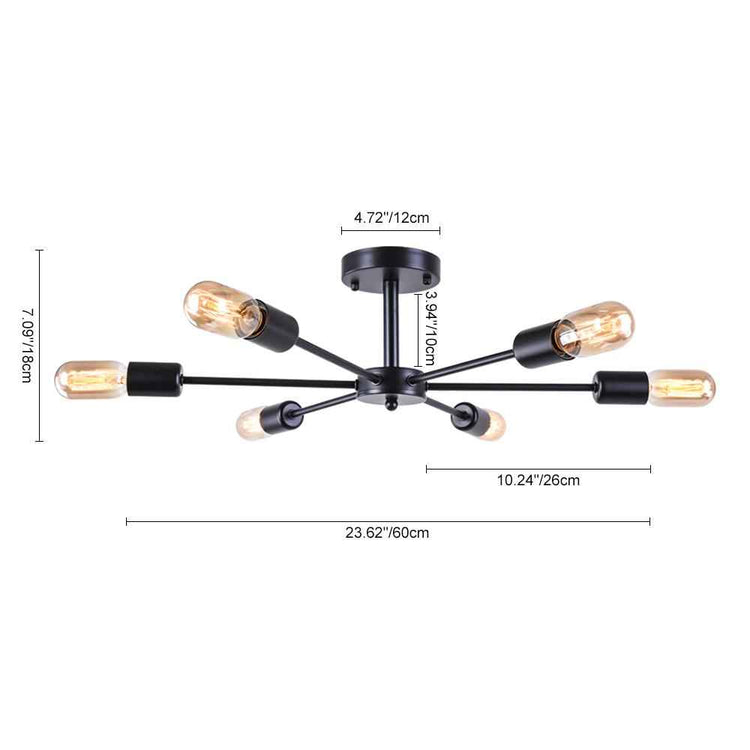 Plafonnier 6 Lumières Sputnik Semi-Encastré pour Cuisine