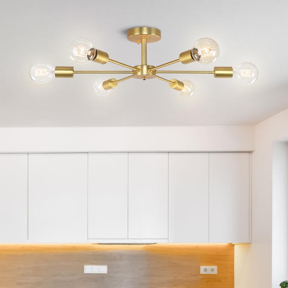Plafonnier 6 Lumières Sputnik Semi-Encastré pour Cuisine