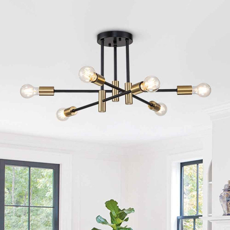 Plafonnier 6/8 Lumières Noir Sputnik Semi-Encastré
