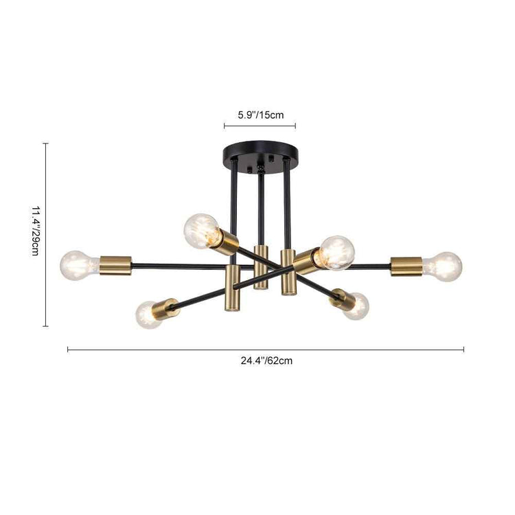 Plafonnier 6/8 Lumières Noir Sputnik Semi-Encastré