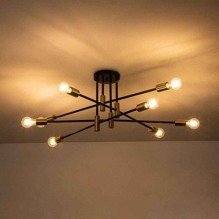 Plafonnier 6/8 Lumières Noir Sputnik Semi-Encastré