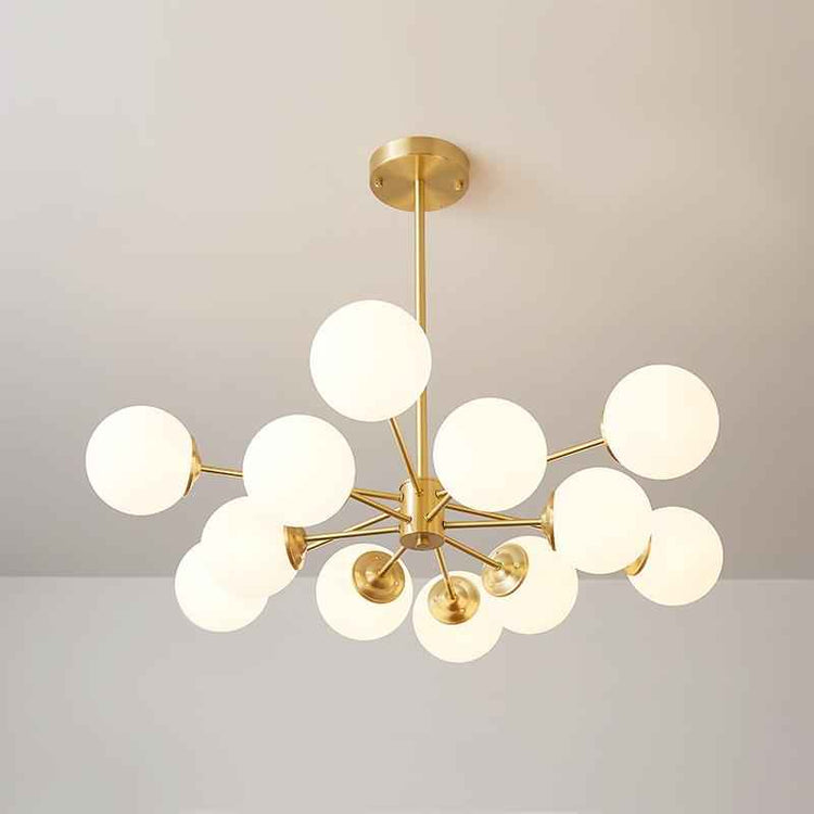 Lustre Verre Moderne 6/8/12 Lumières Opale Blanc Globe pour Salon