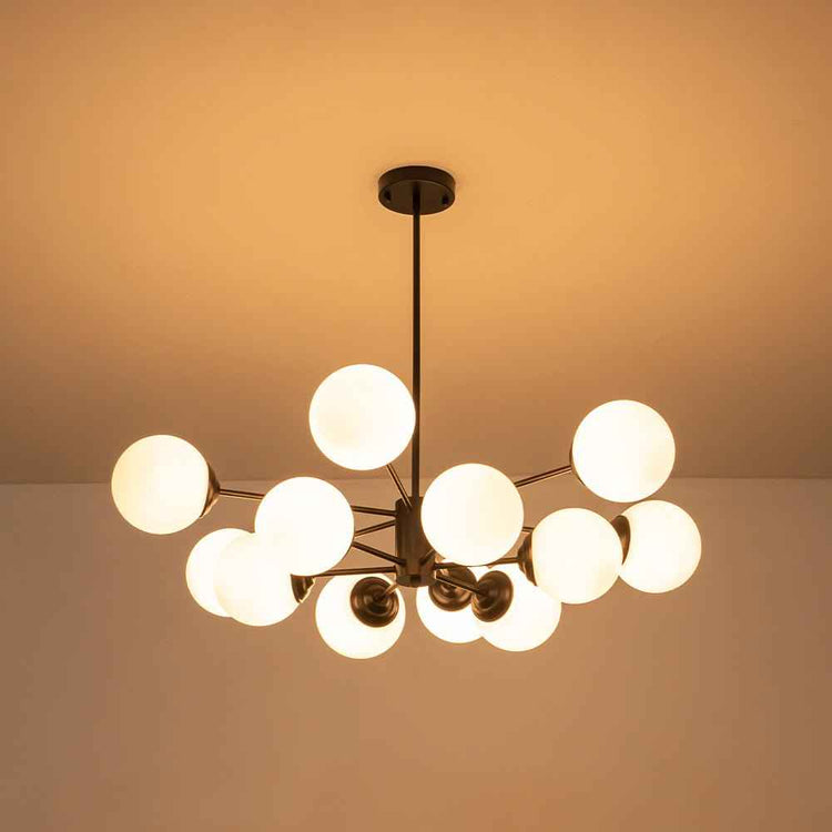 Lustre Verre Moderne 6/8/12 Lumières Opale Blanc Globe pour Salon