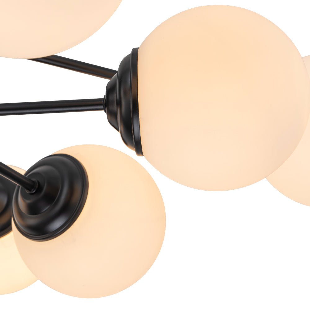 Lustre Verre Moderne 6/8/12 Lumières Opale Blanc Globe pour Salon