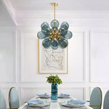 Lustre Boule Verre Bleu Moderne Soufflé Sputnik pour Salle à Manger