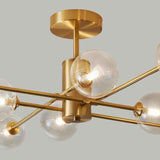 Lustre Verre 8 Lumières Transparent Abat-Jour Sputnik pour Salon