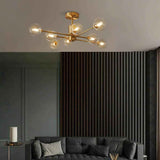 Lustre Verre 8 Lumières Transparent Abat-Jour Sputnik pour Salon