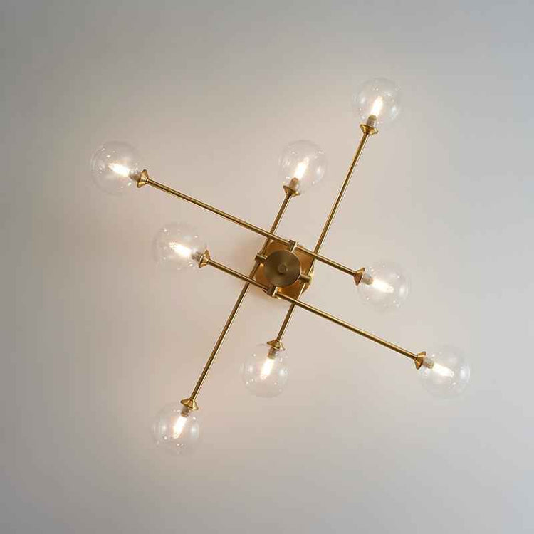 Lustre Verre 8 Lumières Transparent Abat-Jour Sputnik pour Salon