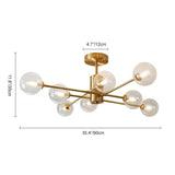 Lustre Verre 8 Lumières Transparent Abat-Jour Sputnik pour Salon