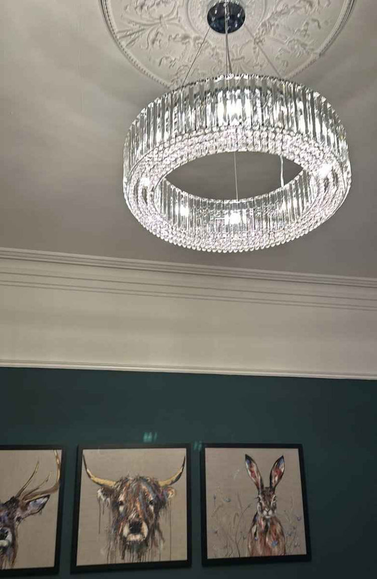 Lustre Cristal Moderne 8 Lumières Rond pour Salon