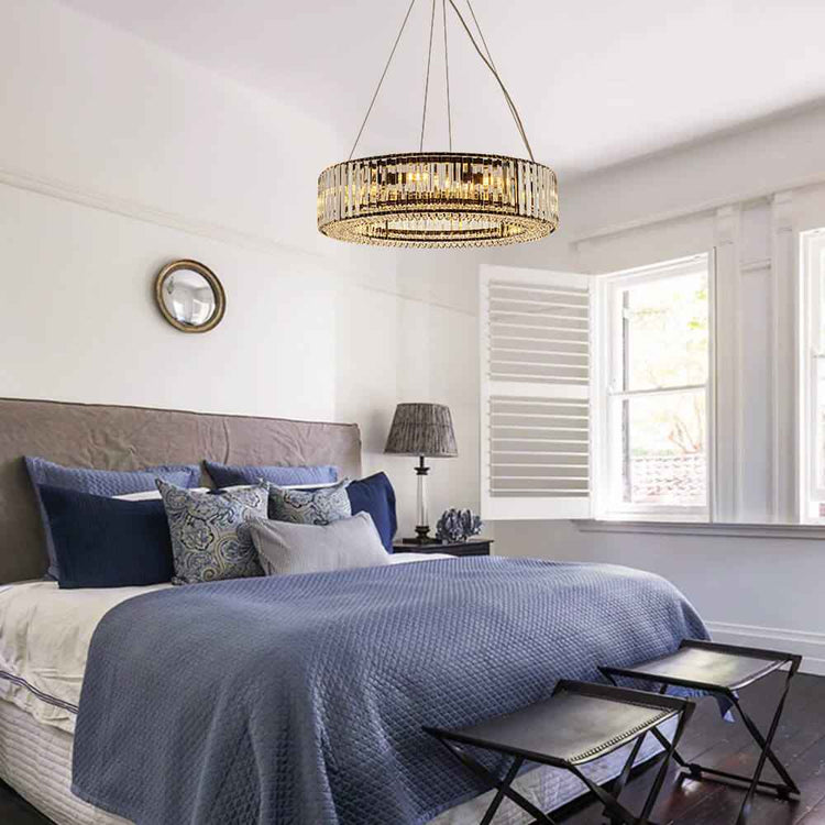 Lustre Cristal Moderne 8 Lumières Rond pour Salon