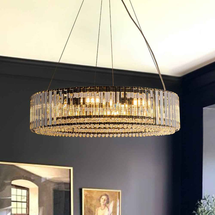 Lustre Cristal Moderne 8 Lumières Rond pour Salon