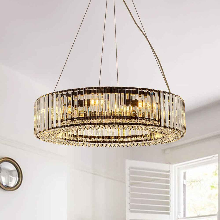 Lustre Cristal Moderne 8 Lumières Rond pour Salon