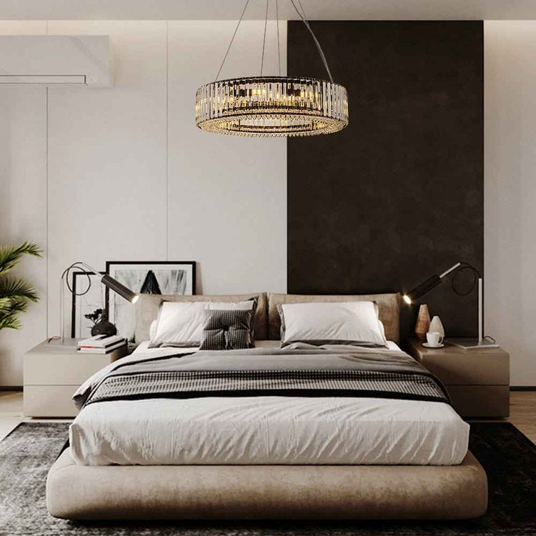 Lustre Cristal Moderne 8 Lumières Rond pour Salon