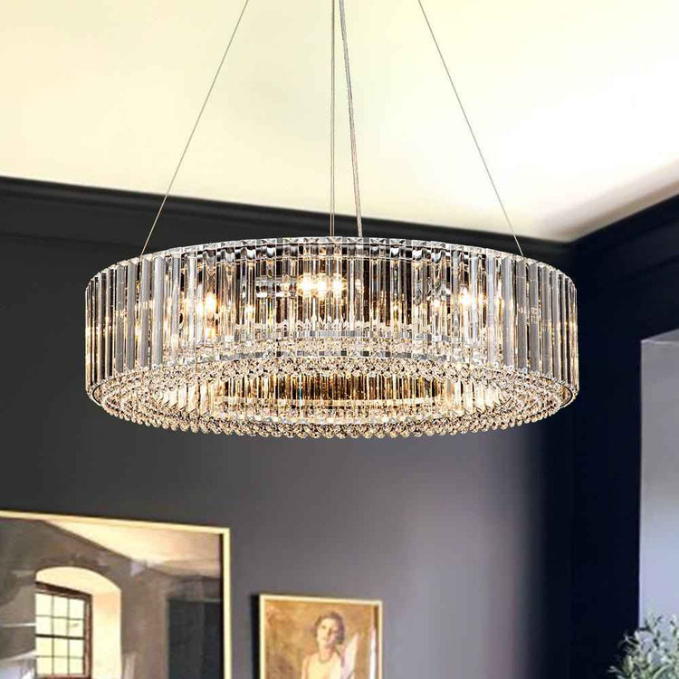 Lustre Cristal Moderne 8 Lumières Rond pour Salon
