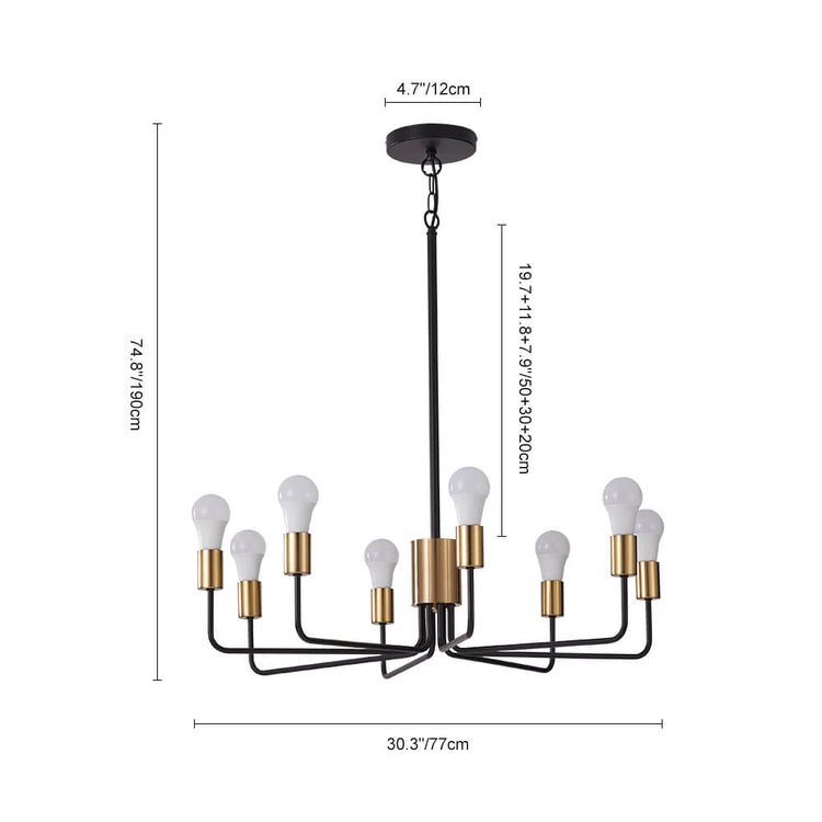 Lustre 8 Lumières Rustique Bougie Style pour Salon