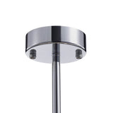Rosace de plafond chromée pour lustre, avec fixation centrale et tige.