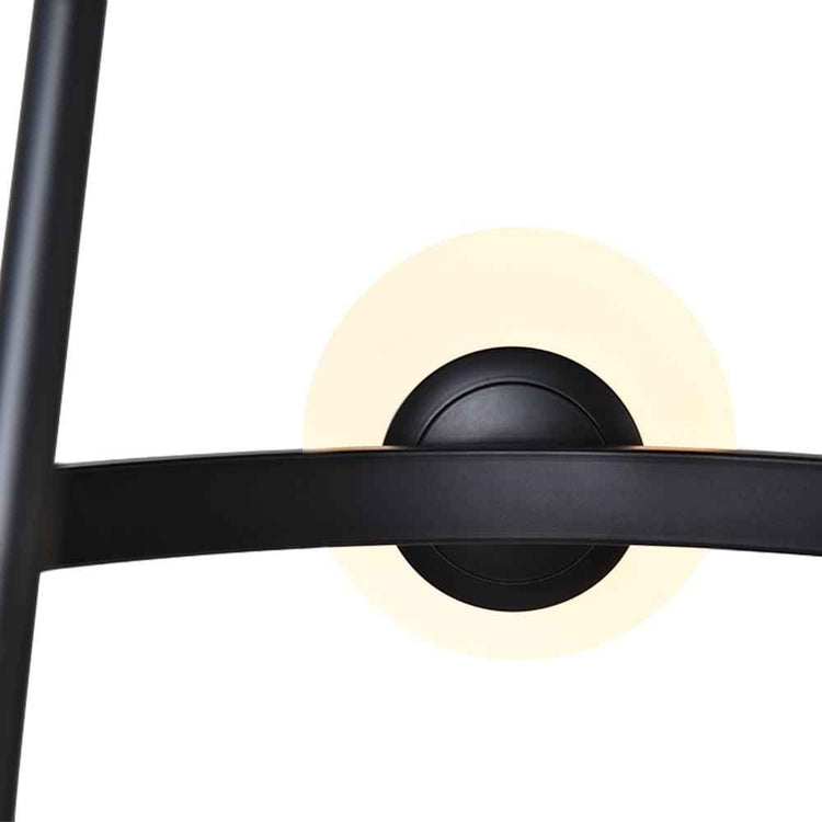 Support noir de lustre avec globe en verre laiteux, montage circulaire