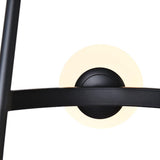 Support noir de lustre avec globe en verre laiteux, montage circulaire