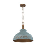 Suspension Salle à Manger Dôme en Métal Bleu 40 cm