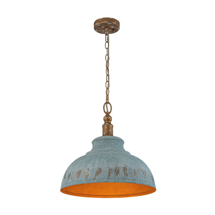Suspension Salle à Manger Dôme en Métal Bleu 40 cm