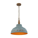 Suspension Salle à Manger Dôme en Métal Bleu 40 cm