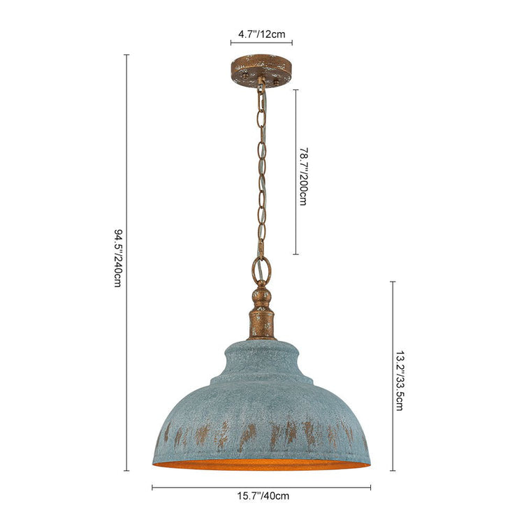Suspension Salle à Manger Dôme en Métal Bleu 40 cm