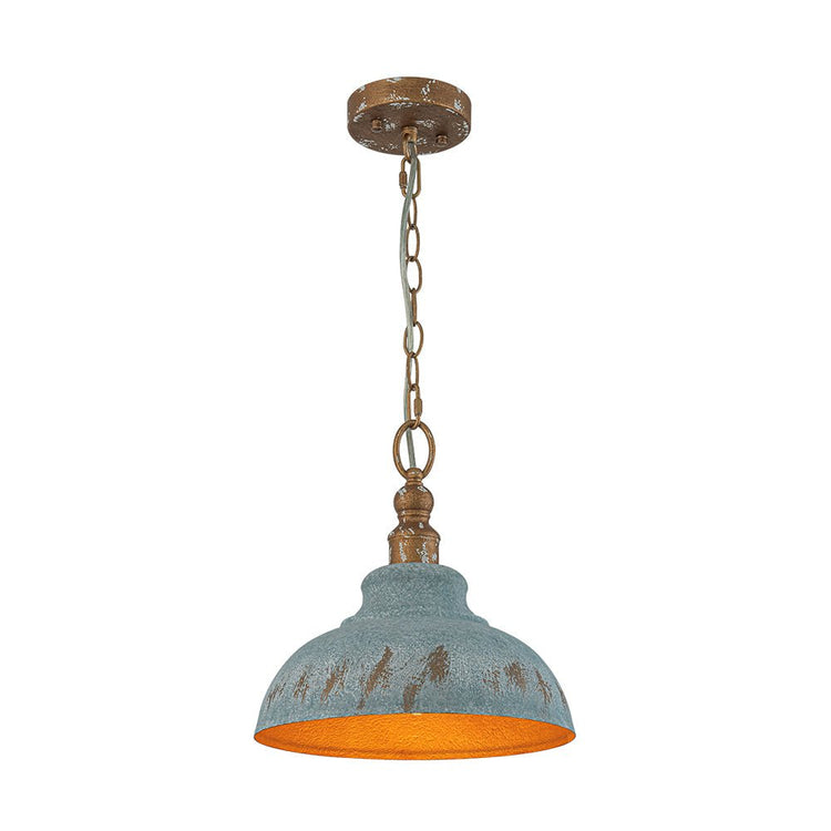 Suspension Salle à Manger Dôme en Métal Bleu 40 cm