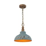 Suspension Salle à Manger Dôme en Métal Bleu 40 cm